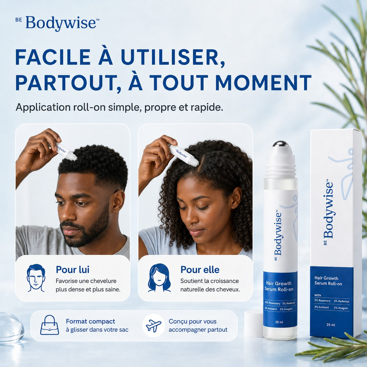 Sérum Capillaire Roll-On – Anti-Frisottis & Racines Nourries